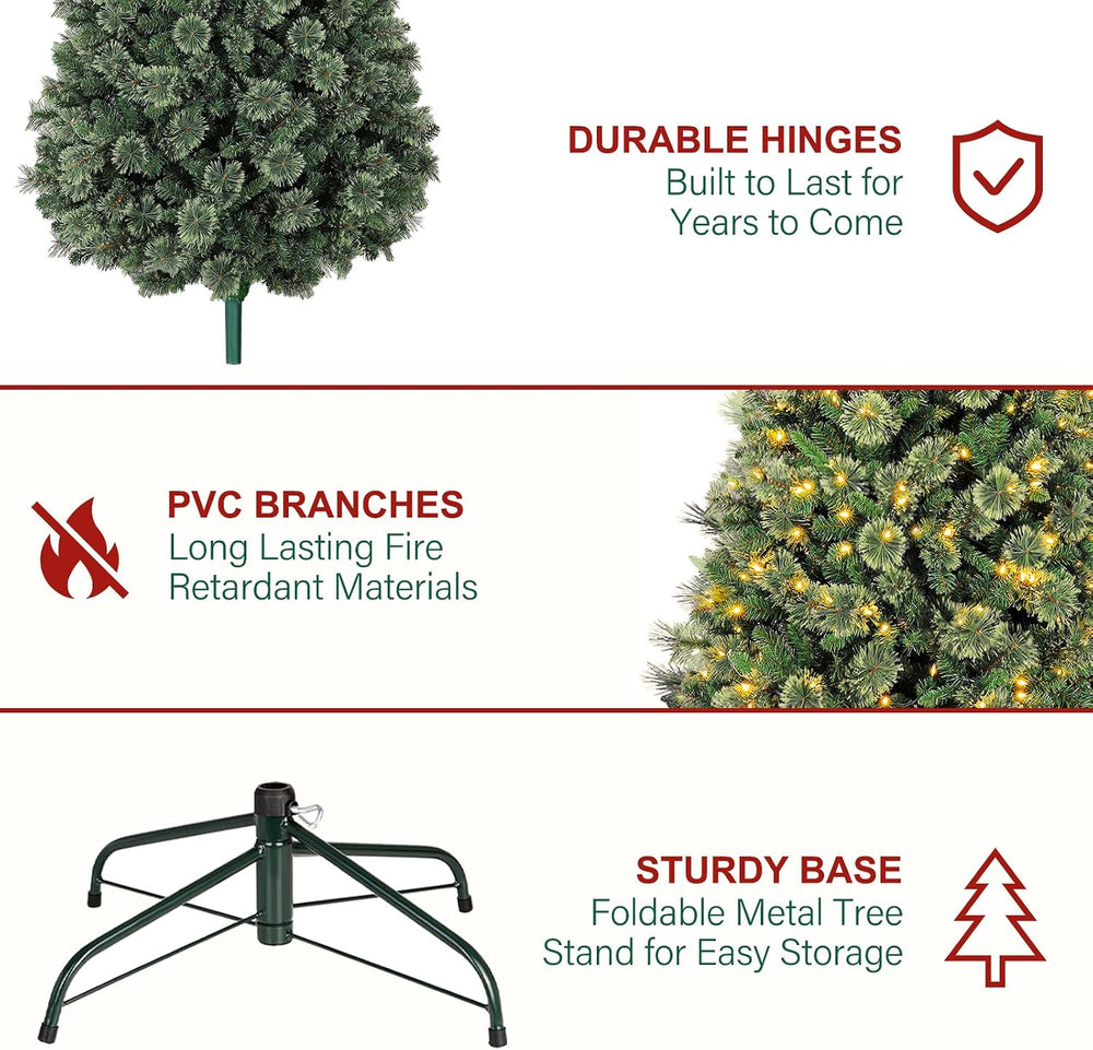 Hykolity 6 ft Prelit Artificial Christmas Tree with 350 Warm White LEDs