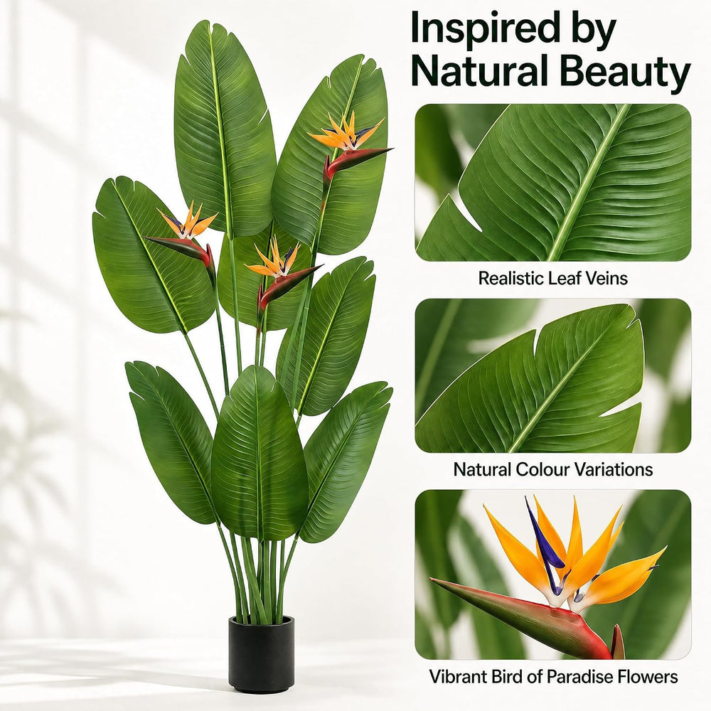 Artificial Bird of Paradise Flowers,5FT Fake Banana Tree for Home&Office