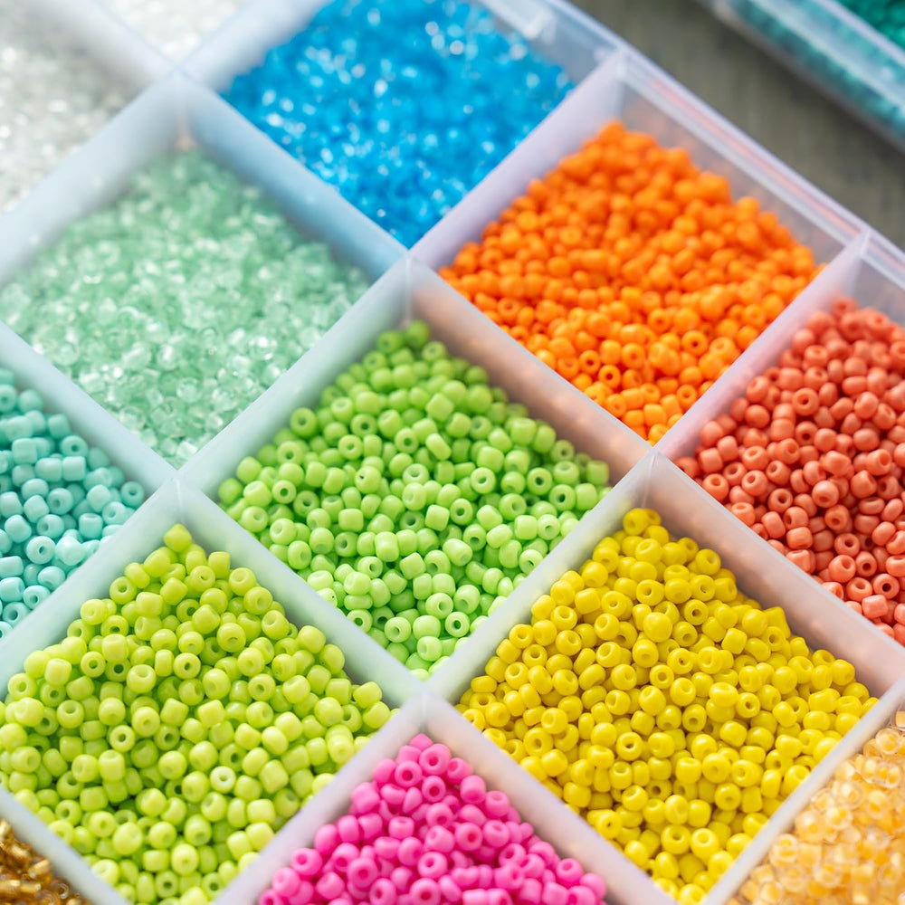 Complete Bead Loom Kit with 24,000 Colorful Glass Beads for Jewelry Making, N...