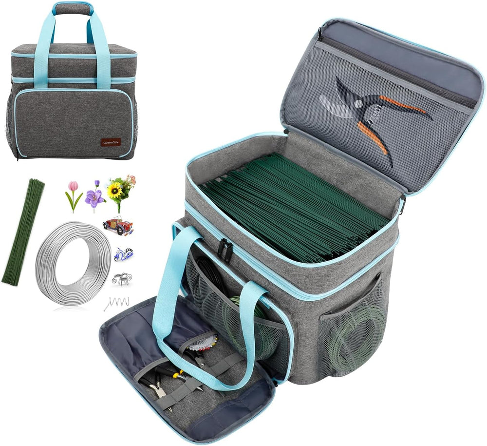 Crafts Storage Bag, Double-Layer Craft Organizer with Adjustable Dividers