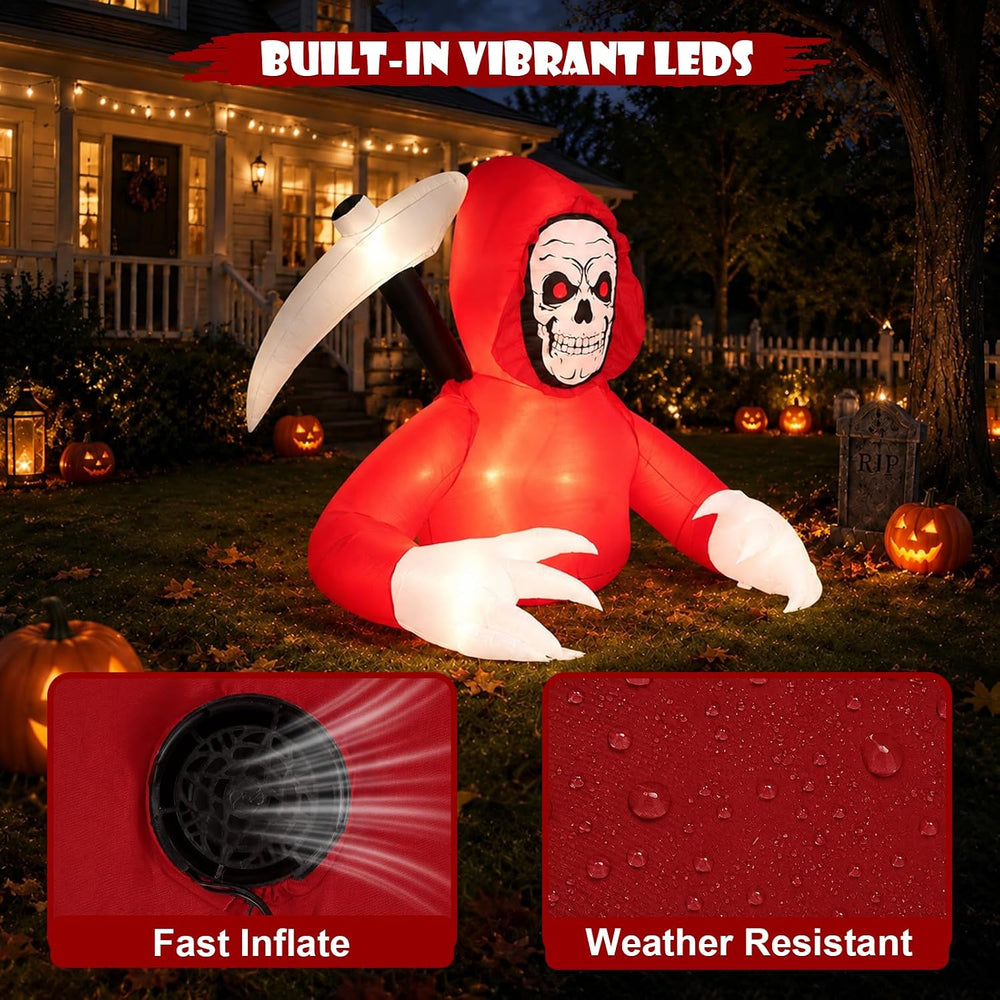 Halloween 6FT Red Grim Reaper Inflatable Outdoor Decorations