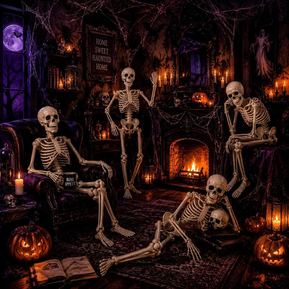 5.4 ft Posable Halloween Skeleton Decorations,Human Bones for Halloween Party...