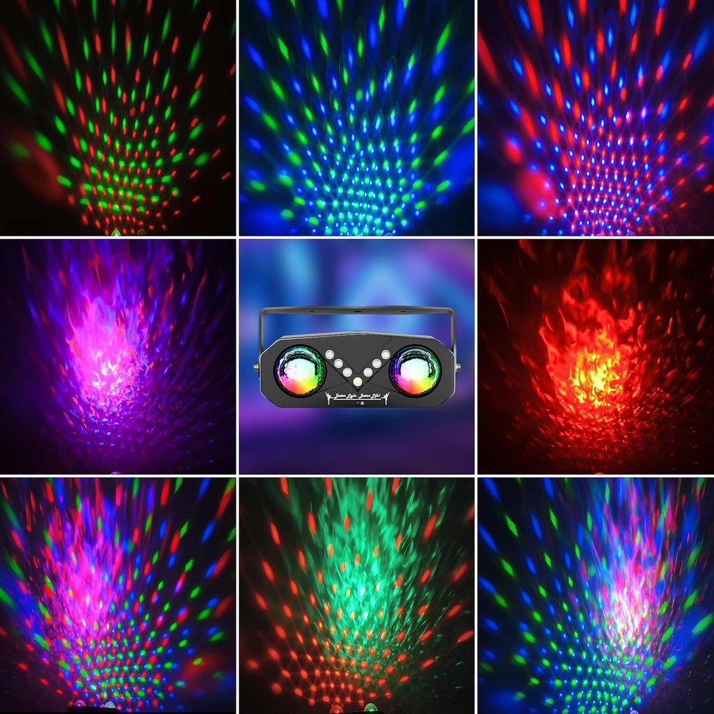 Party Light with Dual RGB Disco Balls and V-Shaped LED Beads