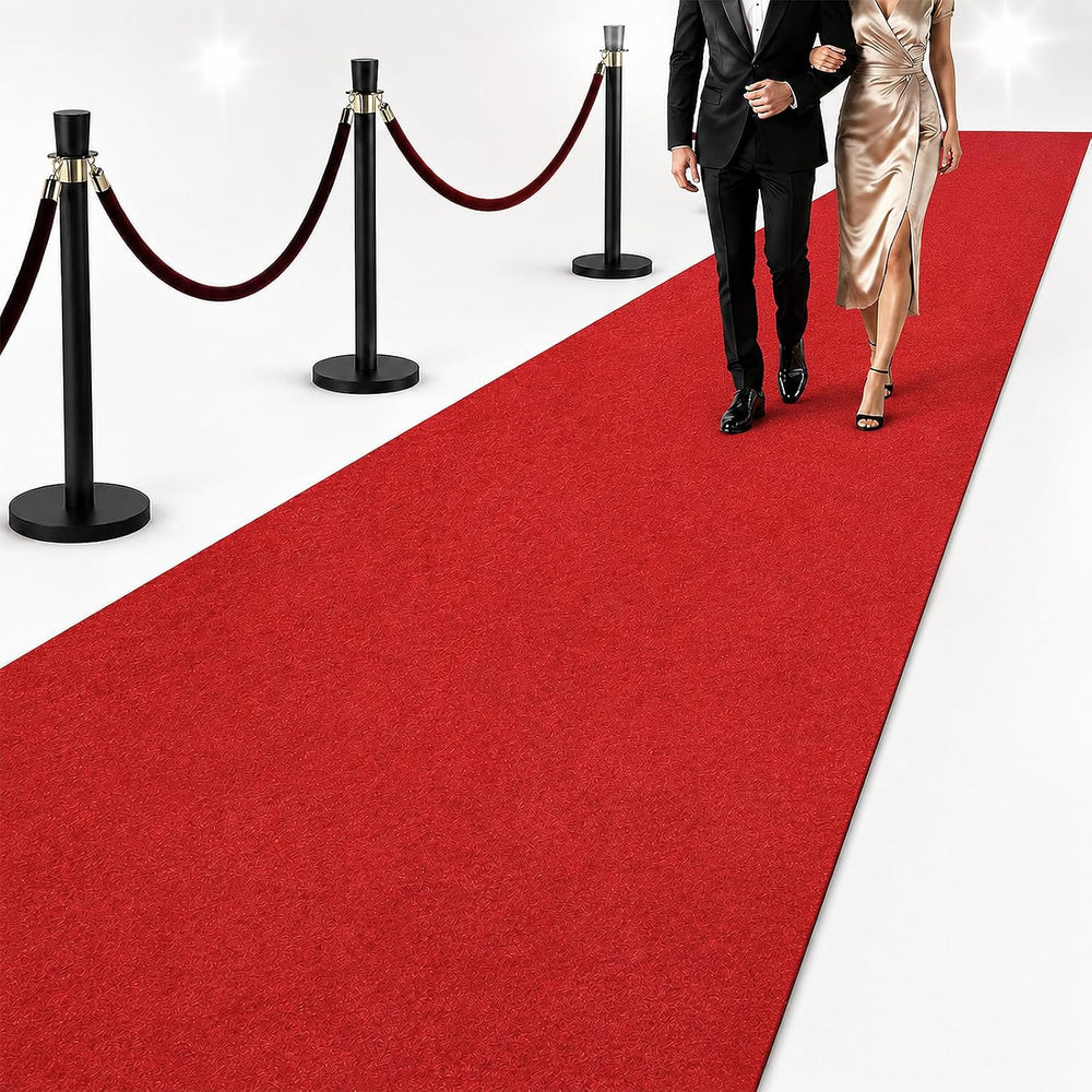 3 x 10 Ft Red Carpet Runner for Events, Non-Slip Aisle Runner with Rubber Bac...