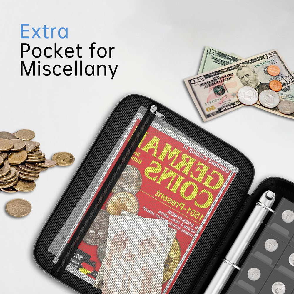 Fireproof Coin Collection Album, 434 Pockets & 36 paper money binder