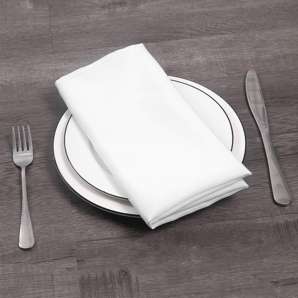 50pcs Polyester Cloth Napkins - 17 x 17 inch White Dinner Washable Napkins wi...