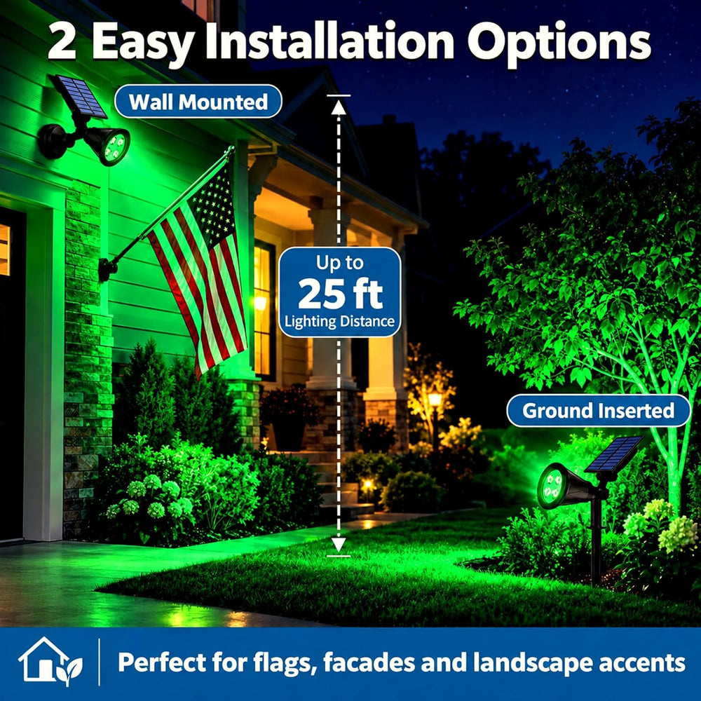T-SUNUS Green Solar Landscape Spotlights 2 Pack IP65 Waterproof Garden Tree