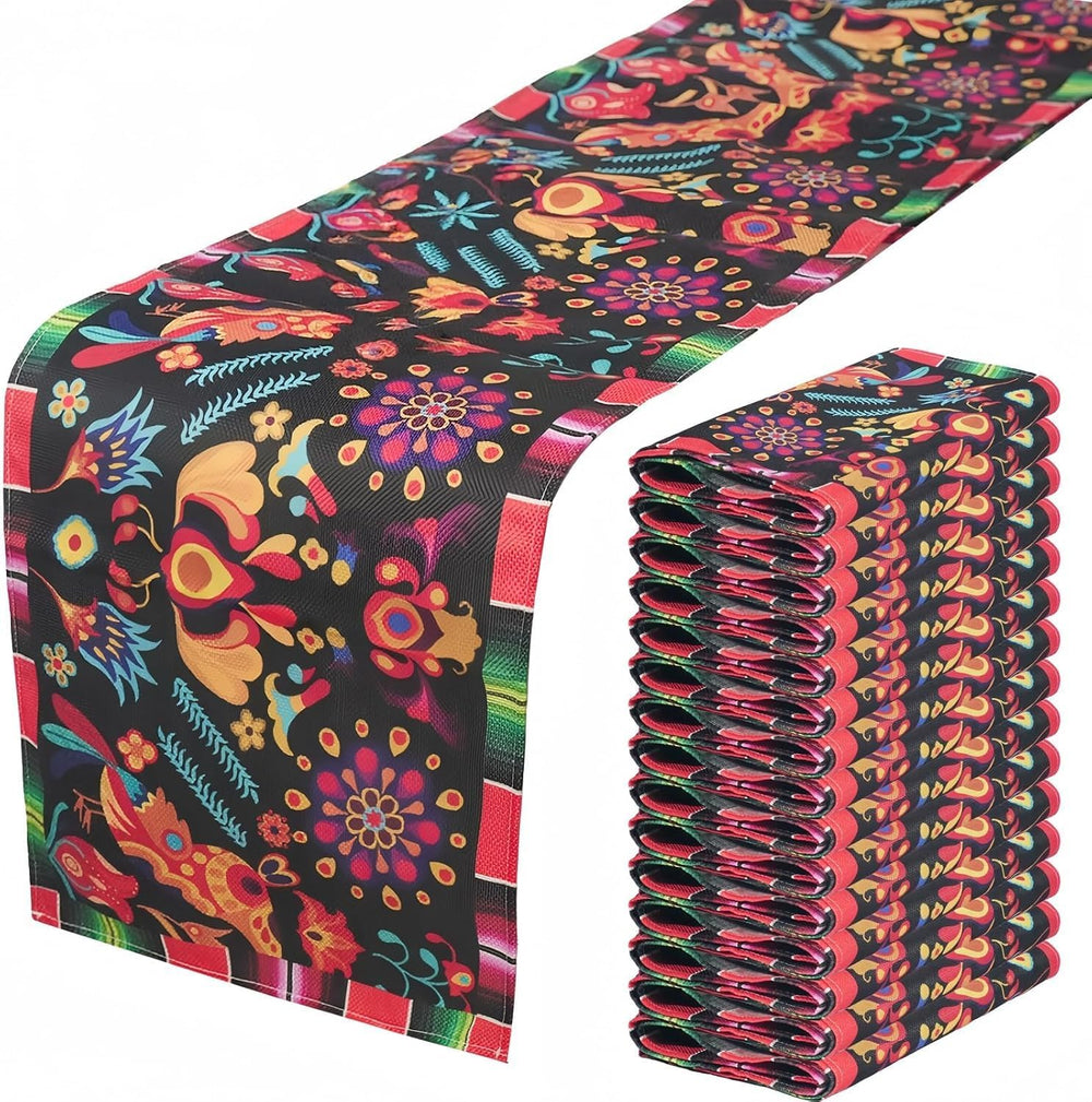 15 Pack Mexican Theme Halloween Table Runners 72×13in Cinco de Mayo Bird Dia ...