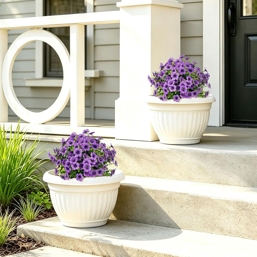 2 Pack Artificial Flowers for Outdoor, Fake Bushes and Shrubs 21''