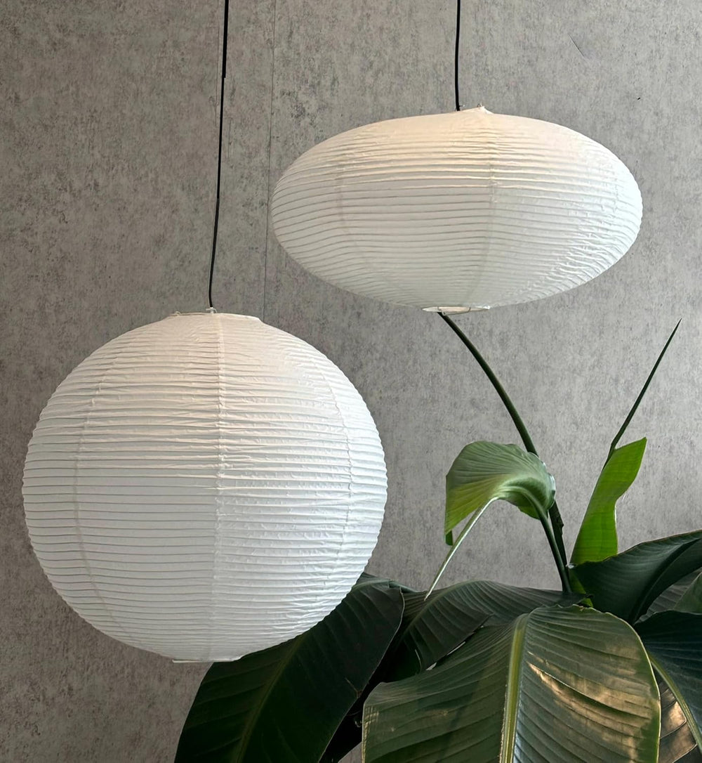2 PCS Chinese Paper Lanterns White Lampshade, 16inch Large Round and 18inch O...