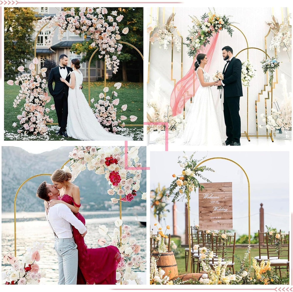 Metal Arch Backdrop Stand 7.2FT+6FT Wedding Arch Backdrop Stand Set of 2 Gold...