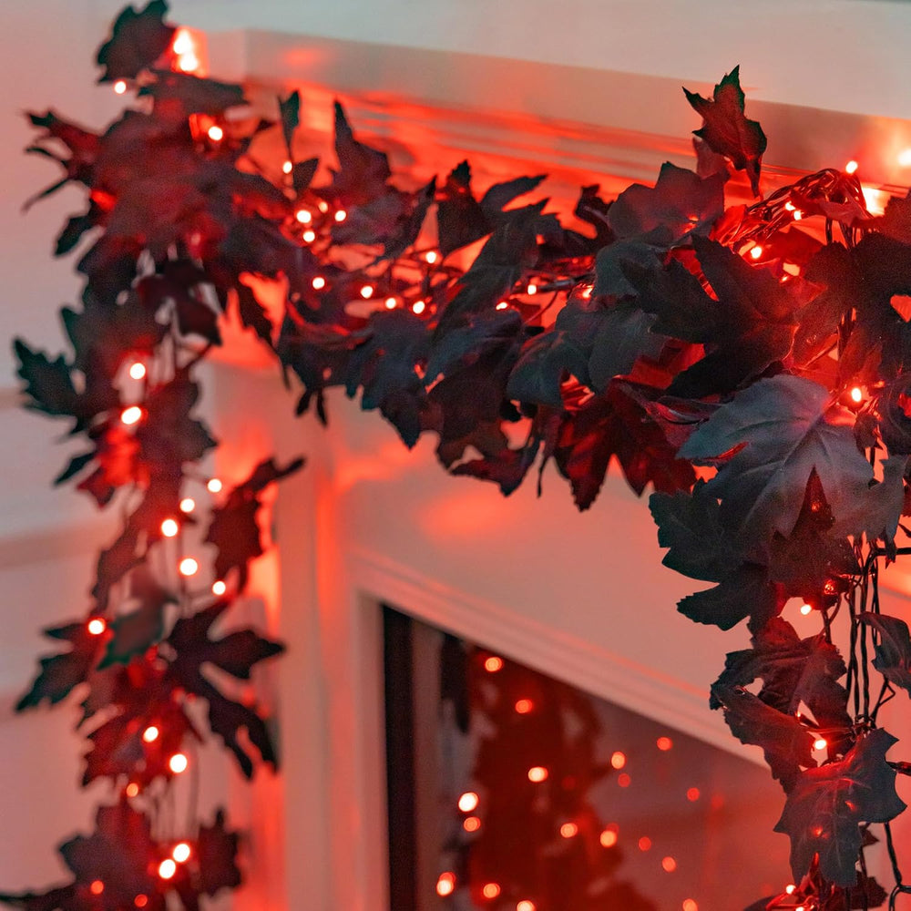 66ft Handmade 200 LED Halloween Garland,Artificial Maple Leaves String Lights...