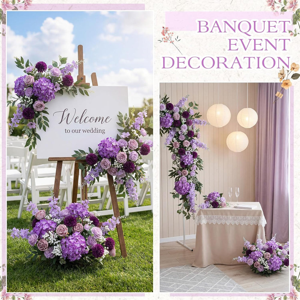 72 Pcs Purple Artificial Flowers Bouquet Set 8 Kind with Long Stem