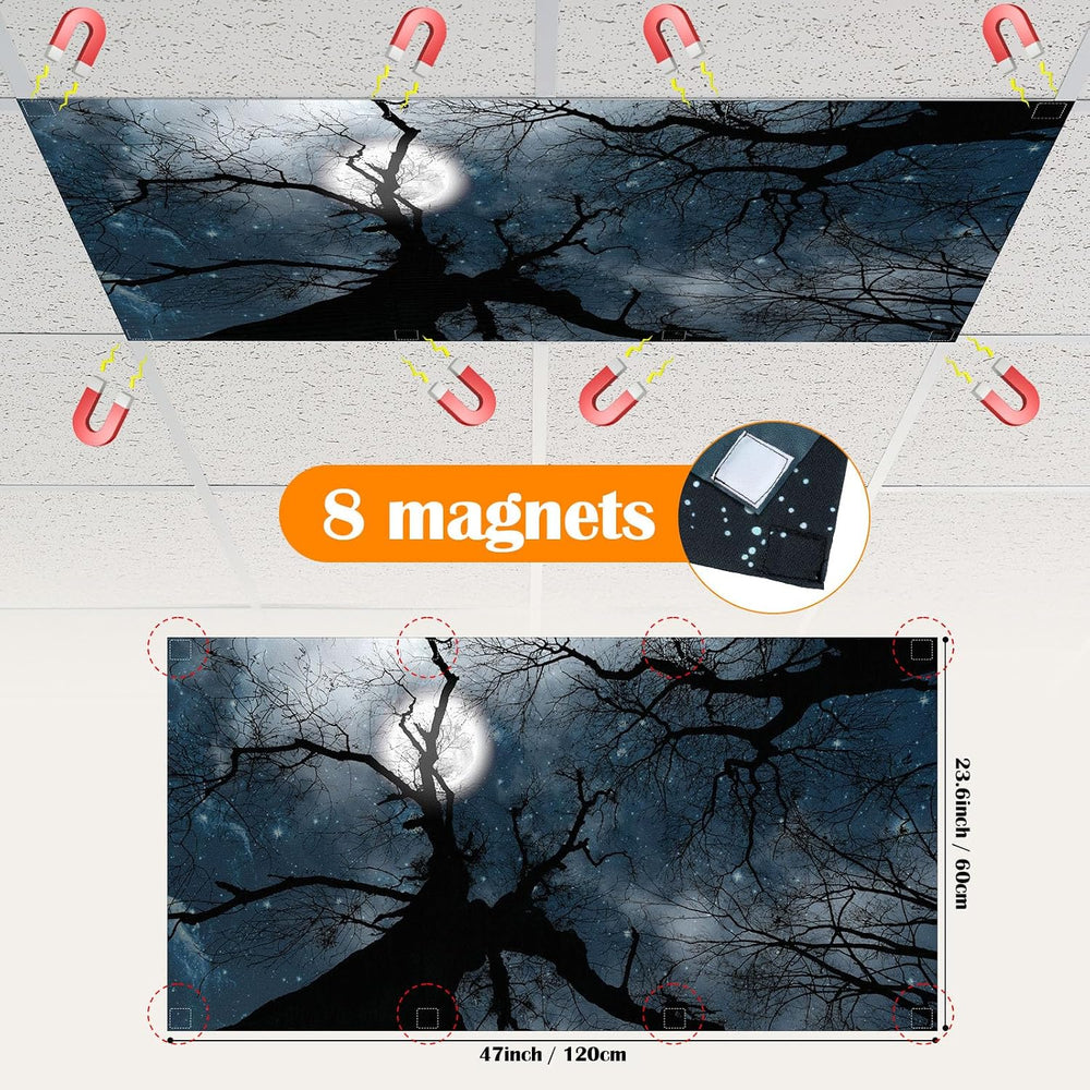 6 Pcs Fluorescent Light Covers Ceiling Lights, 60 Magnets, Branch