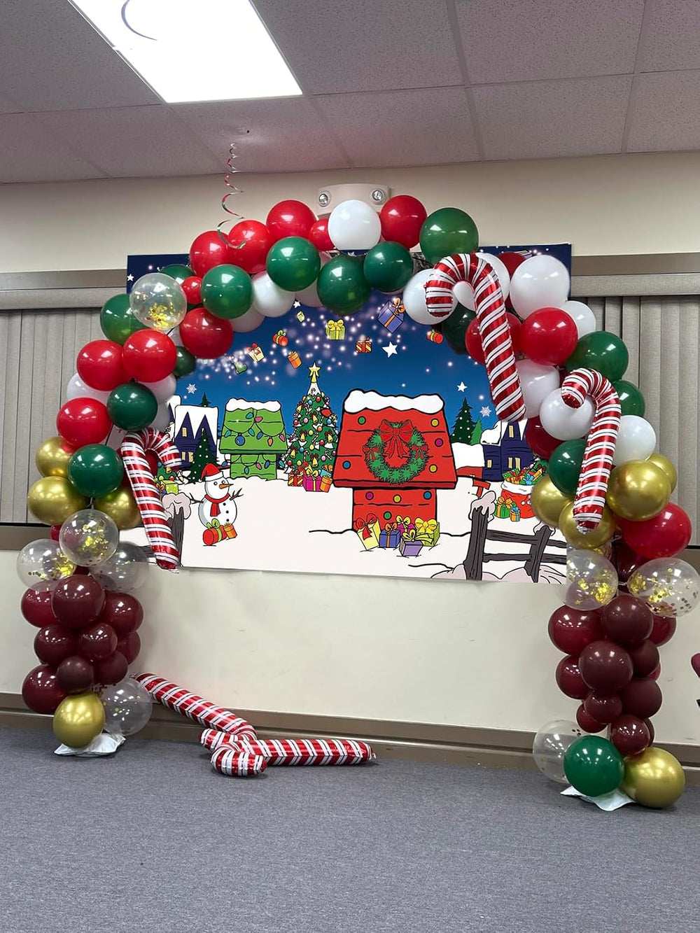 Christmas Red House Backdrop 10x8FT Comic Winter Xmas Tree Snow Night Kennel ...