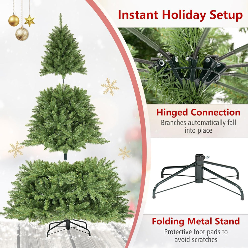 Goplus 6.5 ft Artificial Christmas Tree with 1838 Lush PVC Branch Tips