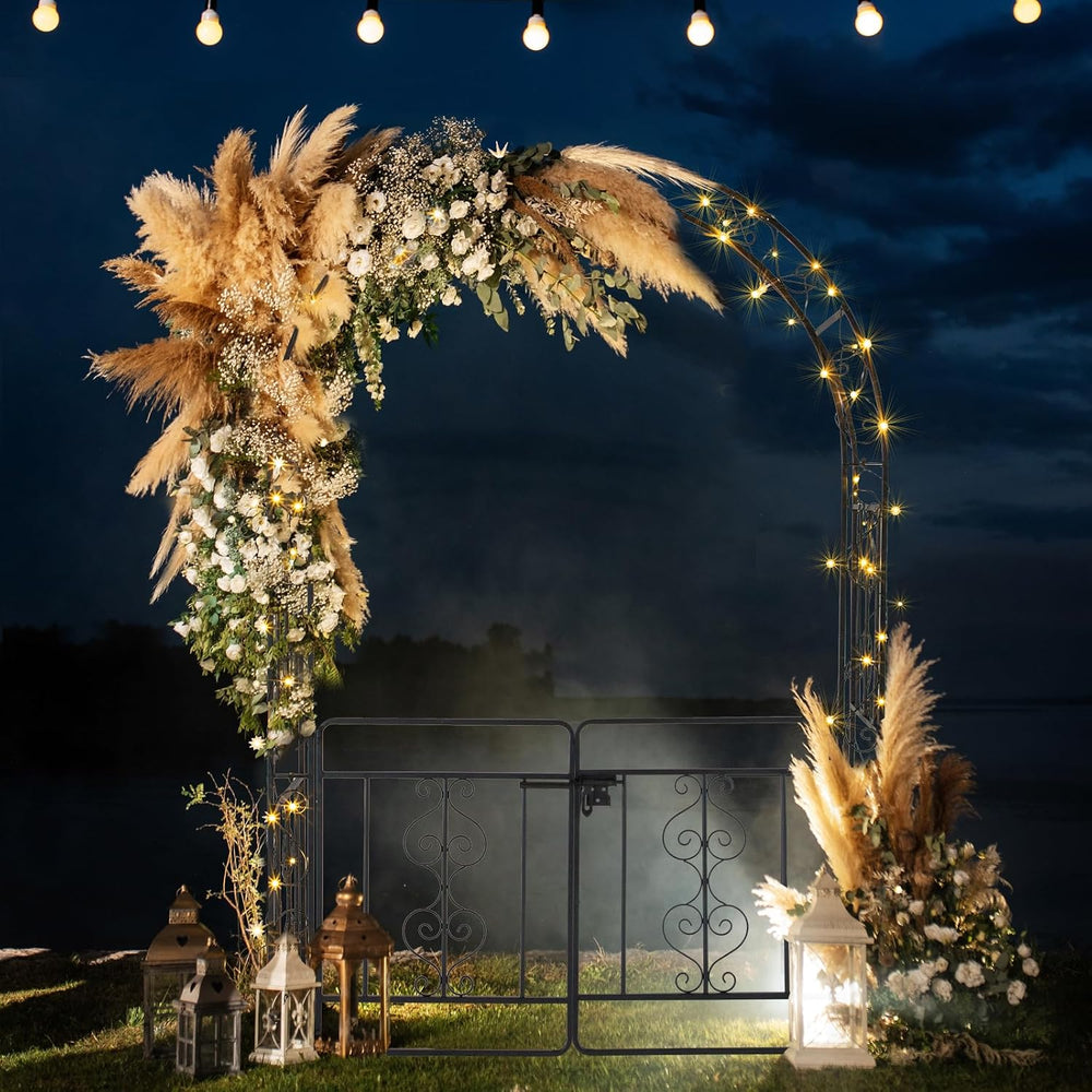 Vasitelan Metal Garden Arch Arbor Trellis with Double Gate