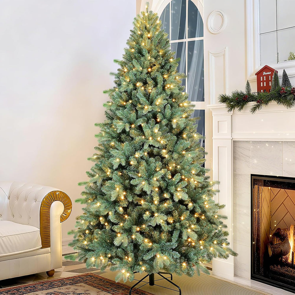 7.5ft Prelit Artificial Christmas Tree, Blue Spruce Xmas Tree with Lights &am...