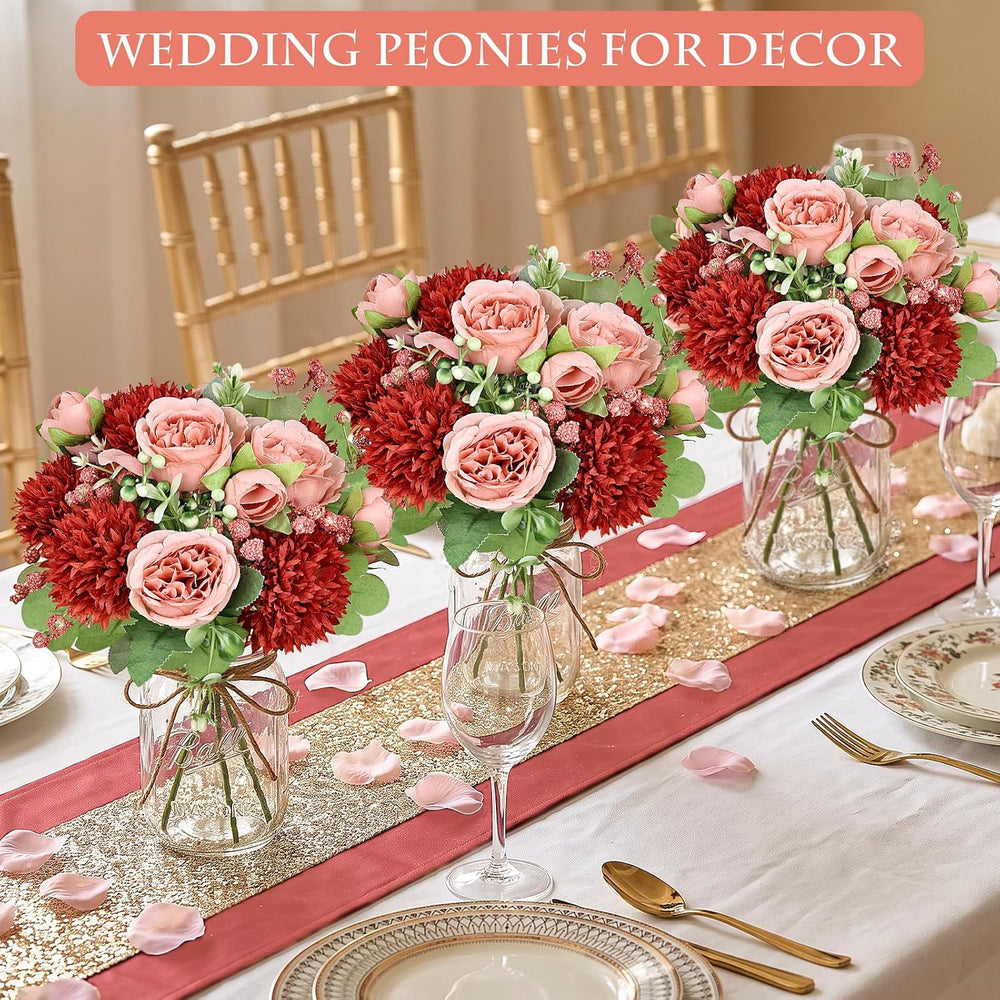 16 Bundles Peonies Artificial Flowers - Terracotta
