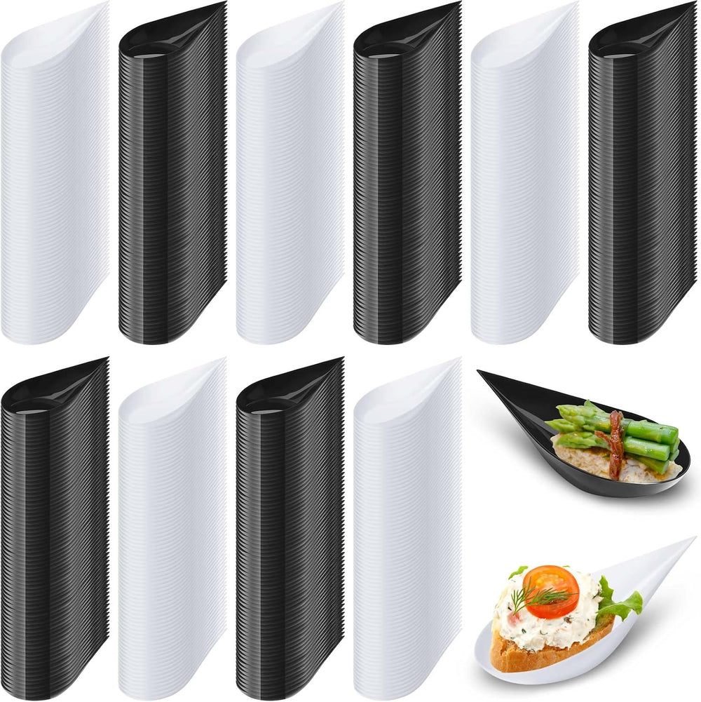 Tessco for you 800 Pcs 4" Mini Appetizer Plates, White, Black