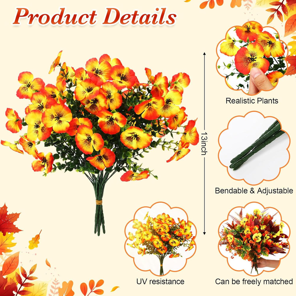 60 Bundles Outdoor Artificial Fall Flowers Bulk,Autumn,Colorful