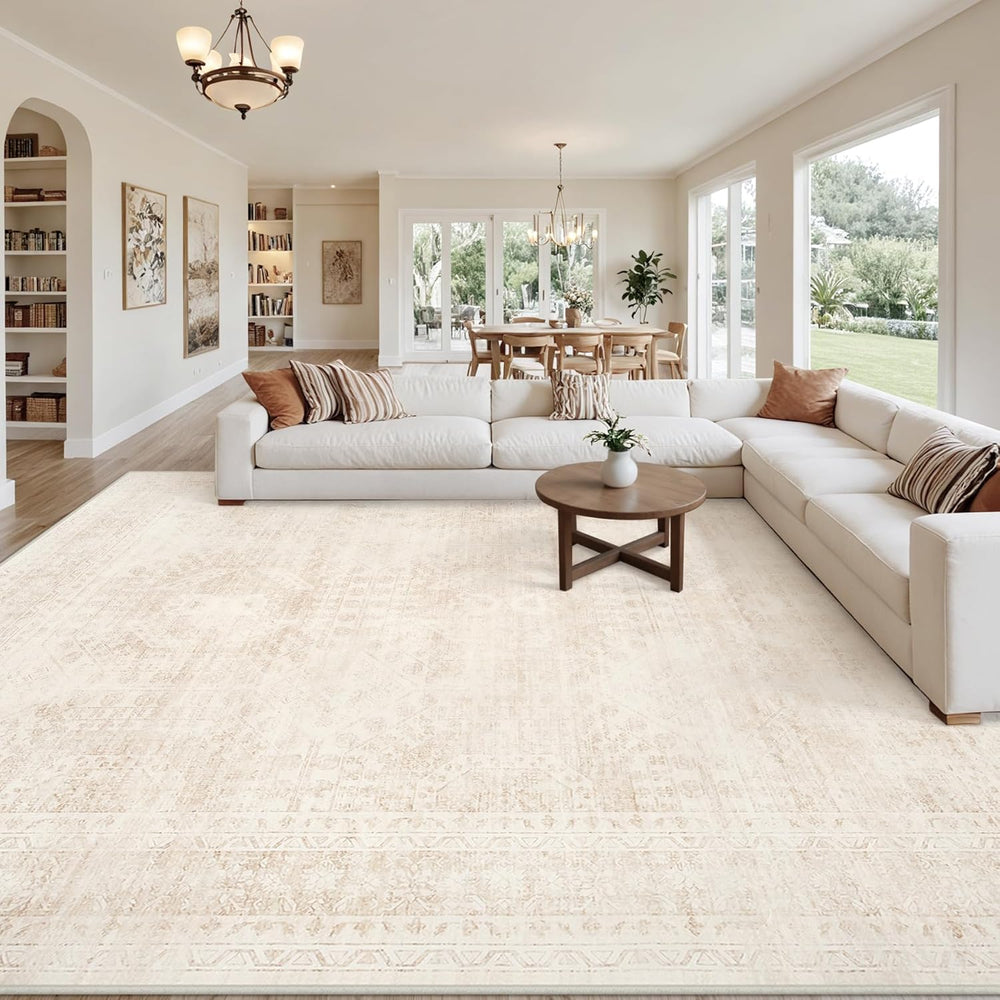 8x10 Area Rugs Living Room: Bedroom Neutral Washable Carpet Beige