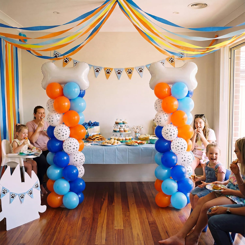 Jenaai 2 Set 163 Pcs Blue Dog Birthday Party Balloon Column Stand Kit