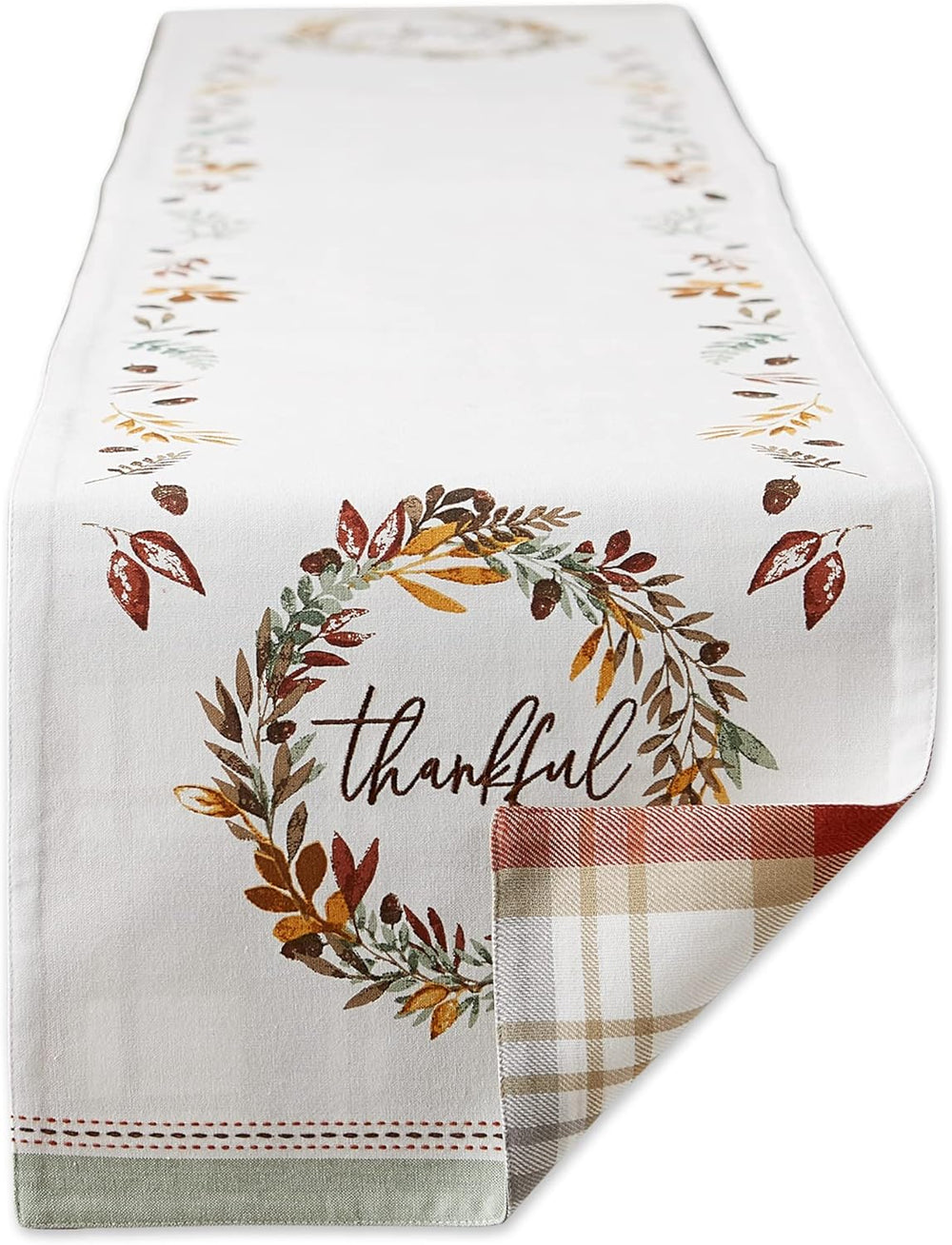 DII Thankful Autumn Collection Fall Tabletop Decoration, Reversible Table Run...