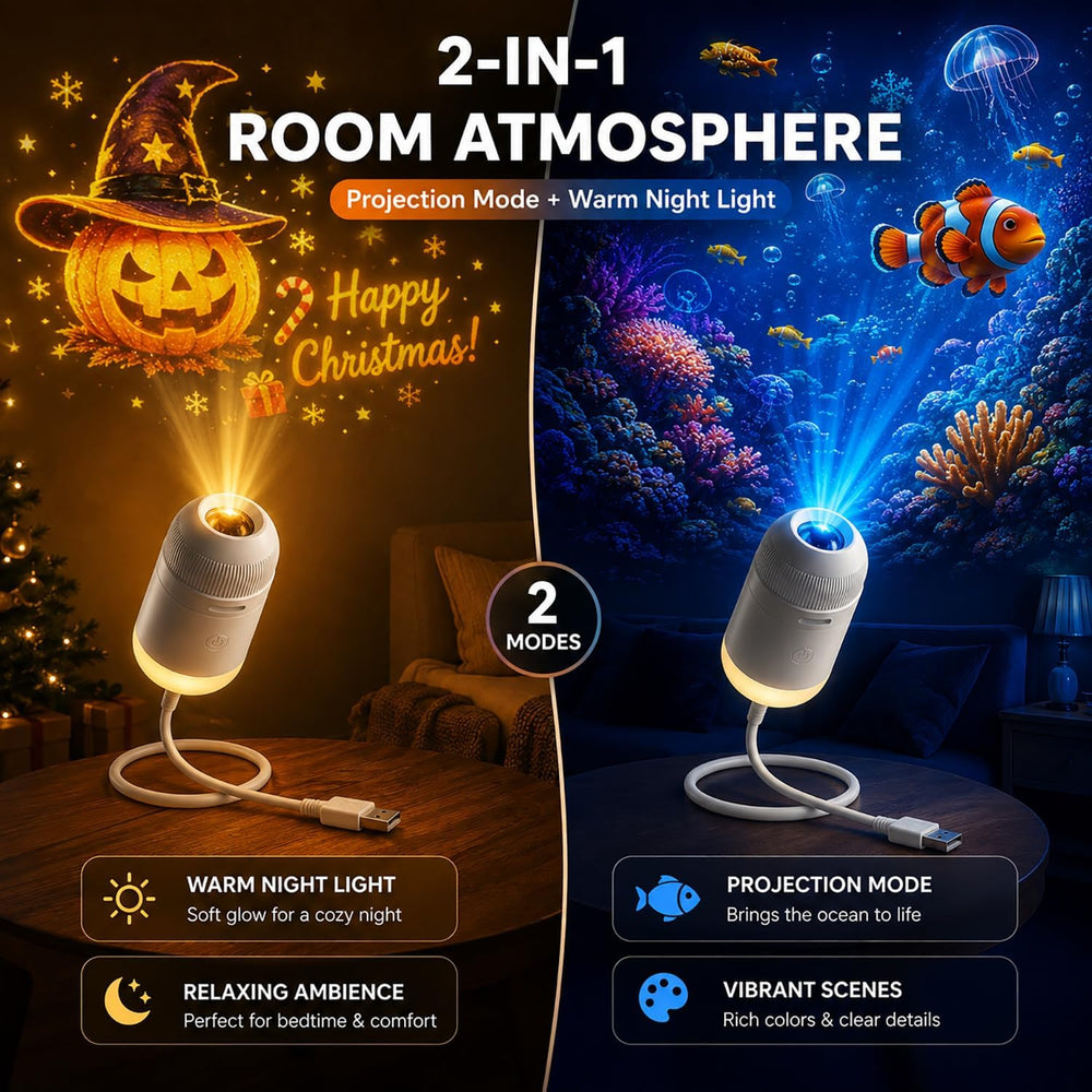 5D Holographic Galaxy Star Projector Night Light, Ocean Wave Ambient Light