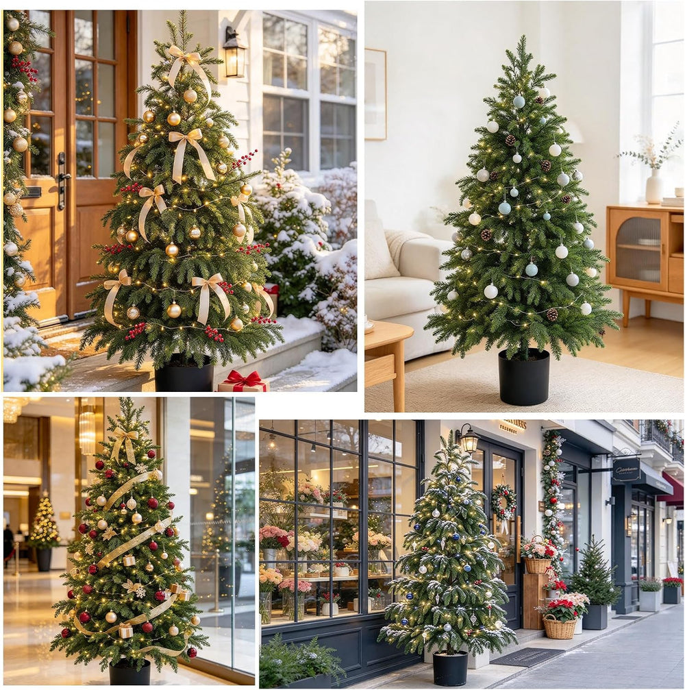 2Pack 4FT Realistic Artificial Cedar Christmas Trees with Lights