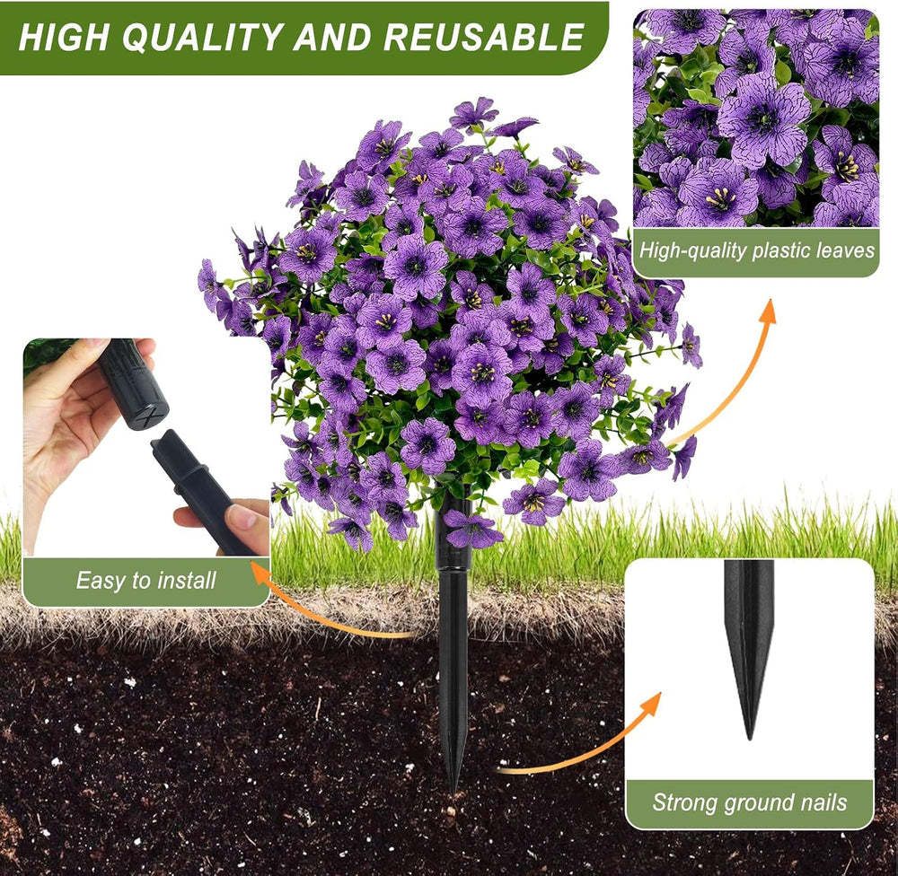 2 Pack Artificial Flowers for Outdoor, Fake Bushes and Shrubs 21''