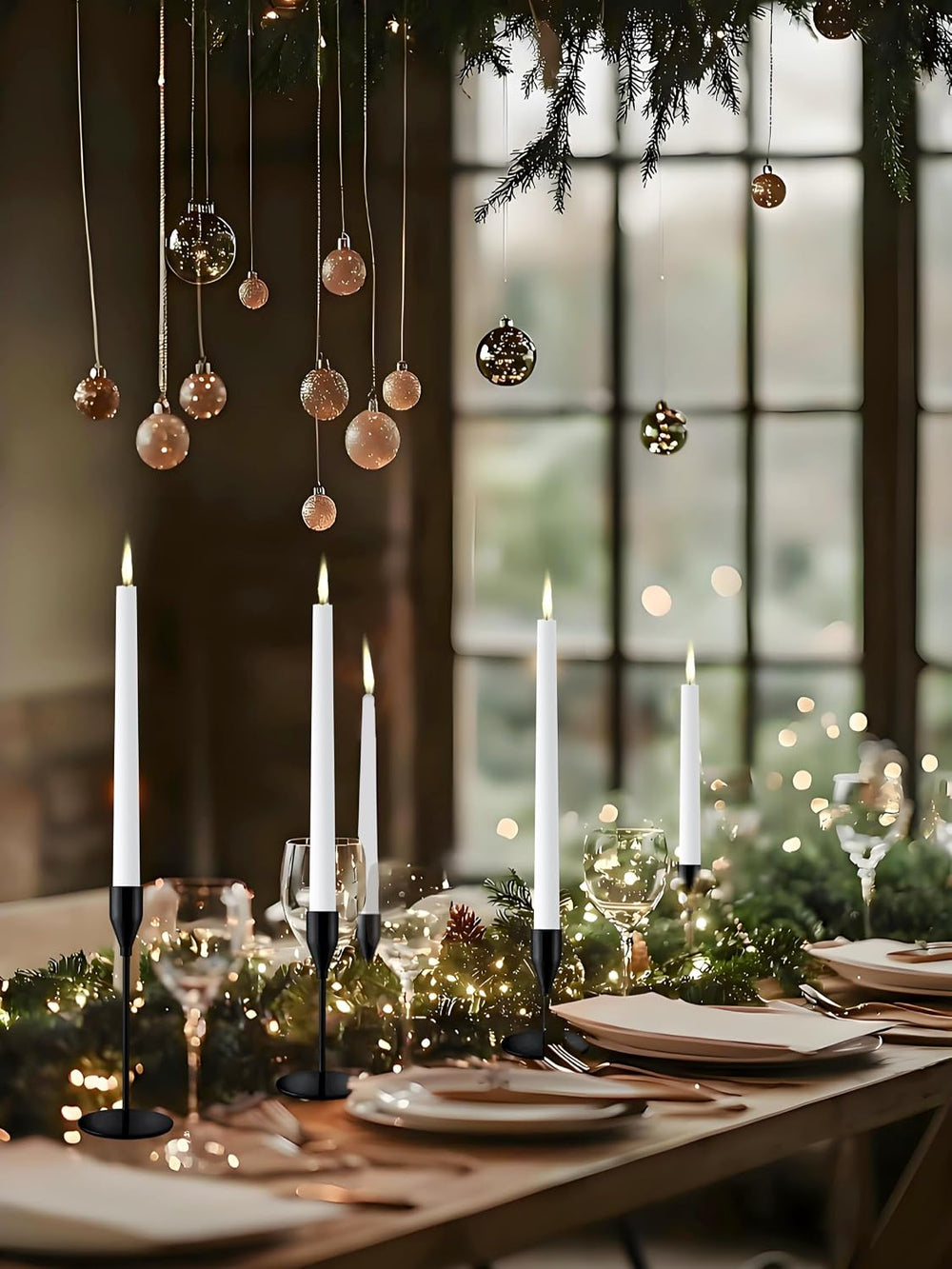 Black Candlestick Holders, Metal Taper Candle Holders,Bulk Set of 27