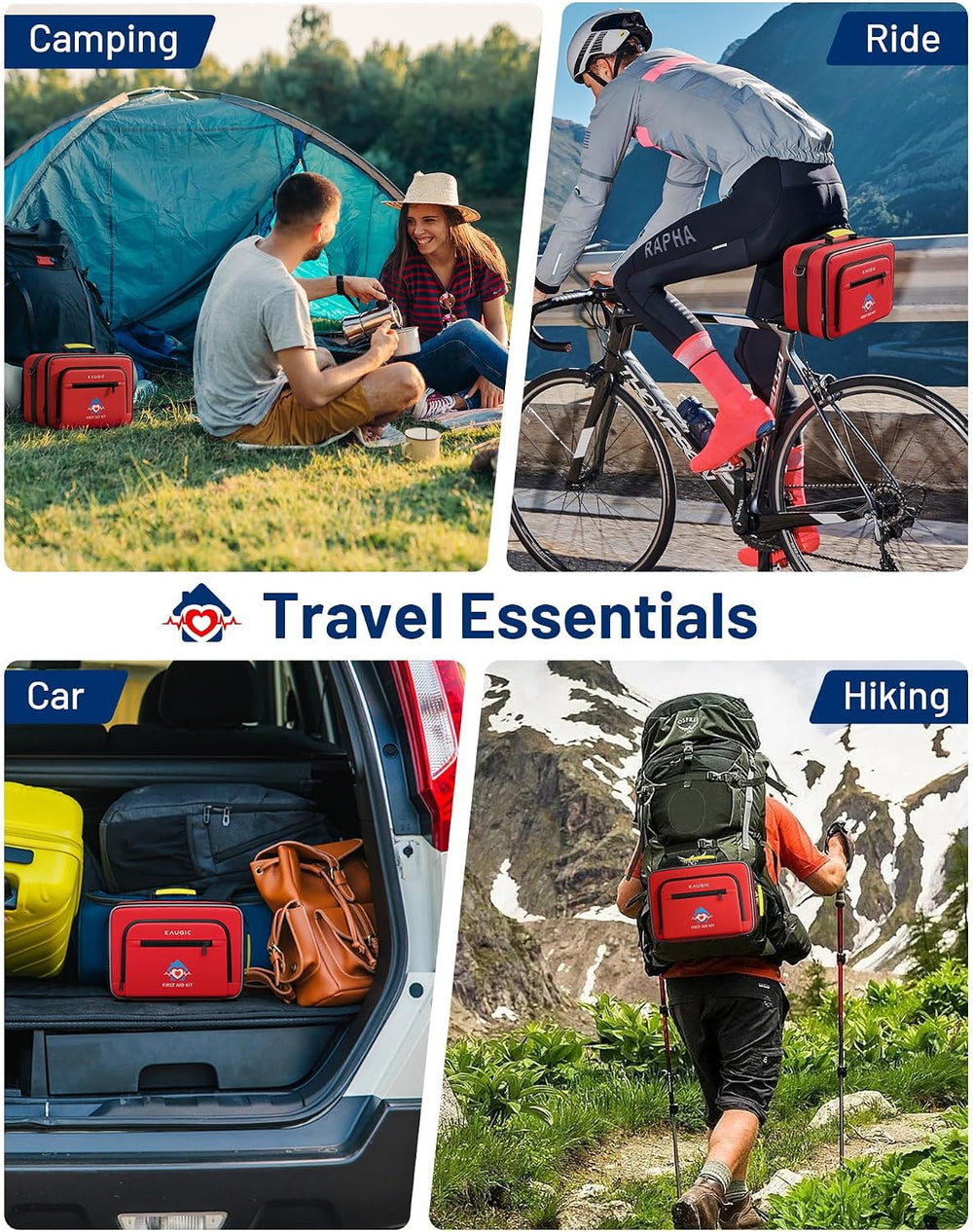 KAUGIC 500PCS First Aid Kit for Travel, Camping, Home