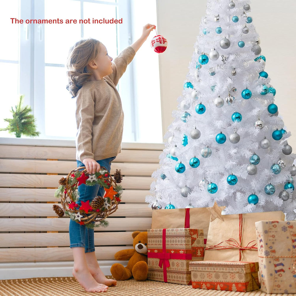 COSTWAY 6Ft-Artificial-PVC-Christmas-Tree-W-Stand-Holiday-Season, White