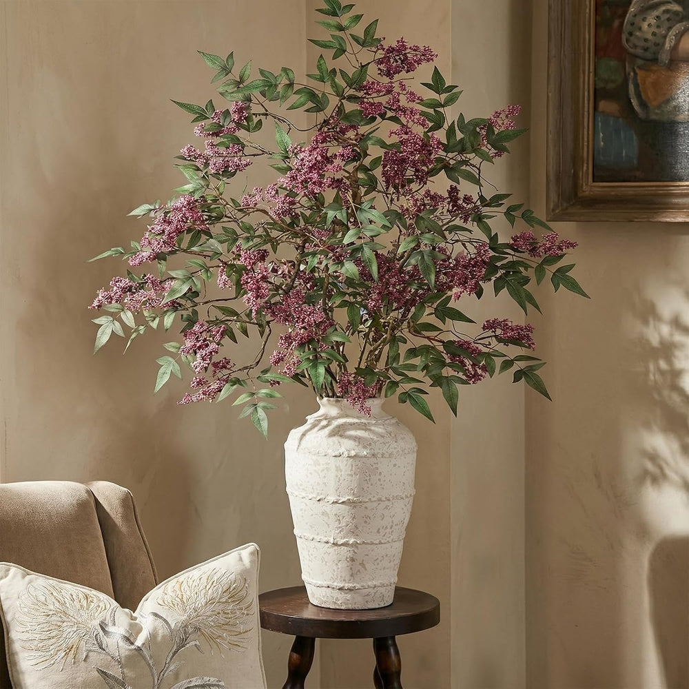 2Pcs 36"Realistic Artificial Nandina Berry Stems for Vase Decor(Dusty Plum)