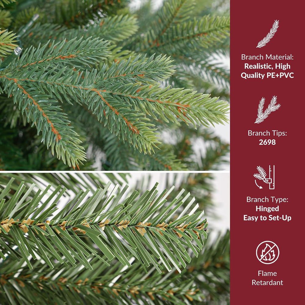 SHareconn 7ft Prelit Artificial Fir Christmas Tree with Dual Color Lights