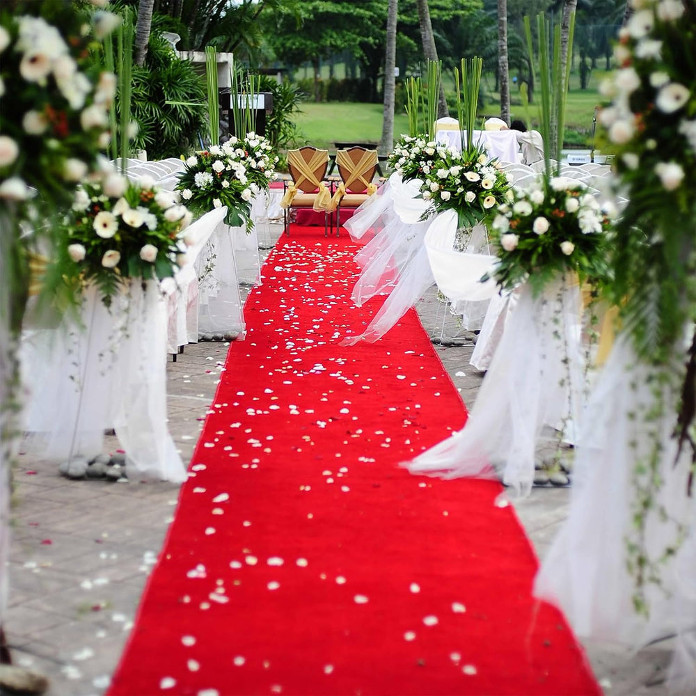 Red Carpet Runner Rug for Party and Event, Non-Slip TPR Rubber Backed Aisle R...