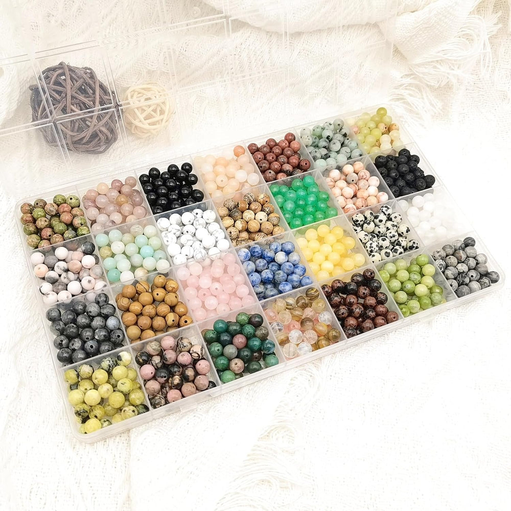 1120pcs 6mm Crystal Natural Gemstone Beads Bracelet Jewelry Making Kit