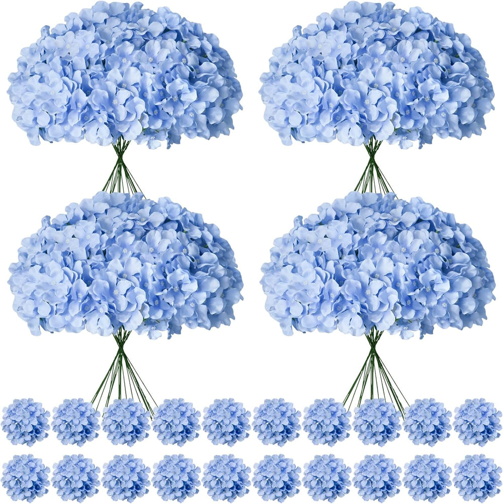 100 Pcs Faux Blue Hydrangea Artificial Flowers Bulk Fake Flowers