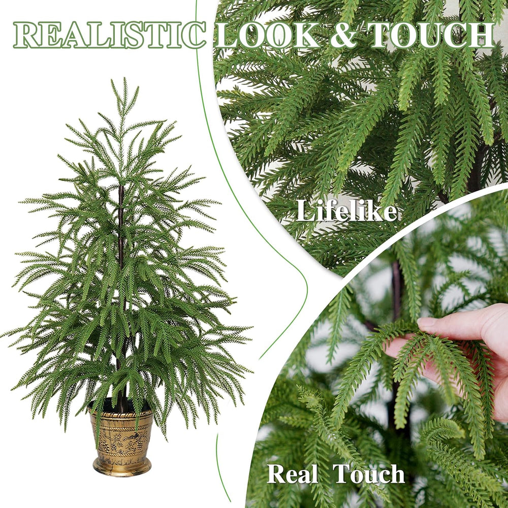 3ft Norfolk Pine Christmas Tree Artificial Small Potted, Set of 2