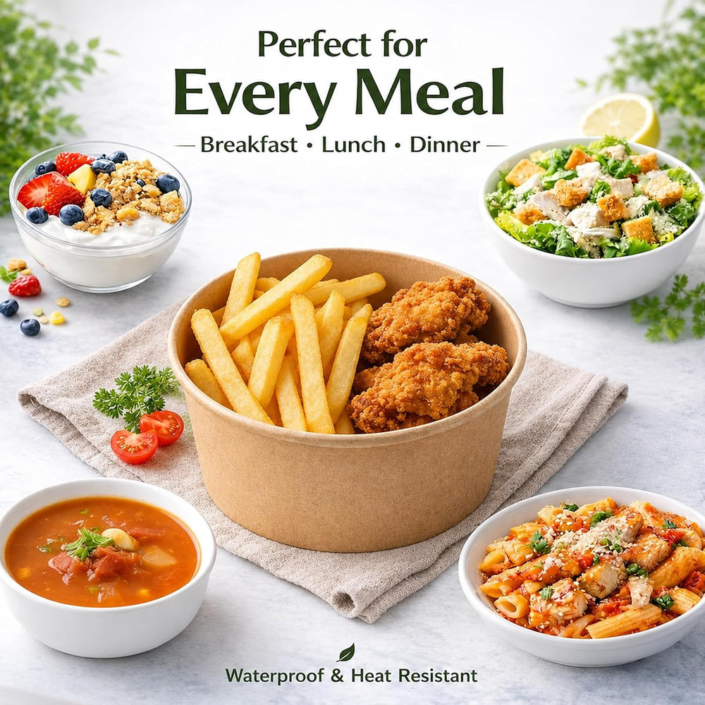 TOPtoper 80 Pcs 30 Oz【WITHOUT LIDS】 Large Paper Bowls Disposable Soup Bowls B...