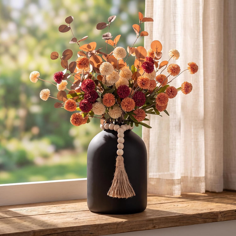 20''H Fake Fall Flowers in Large Black Vase for Centerpiece Table Dec...