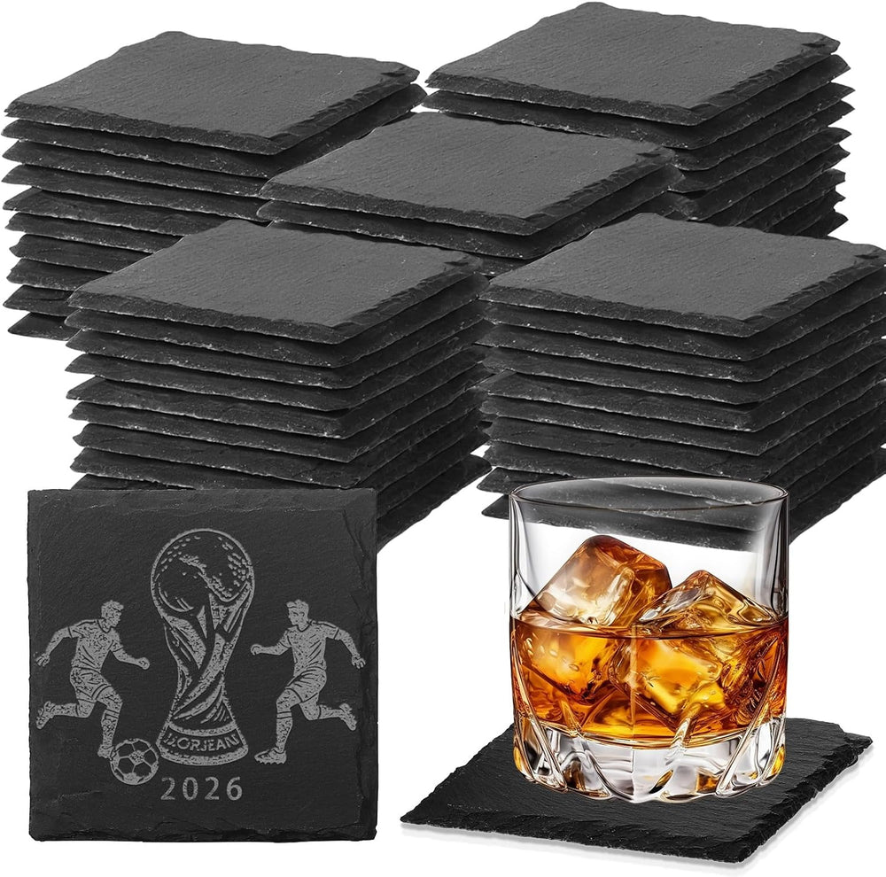 60 PCS Slate Coasters Black Square 4 Inch Bulk Rock, Blank Laser Engraving, S...