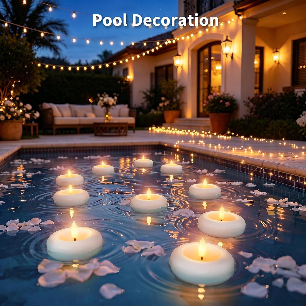 12 Pack Rechargeable Flameless Floating Candles, Flickering LED Tea Lights