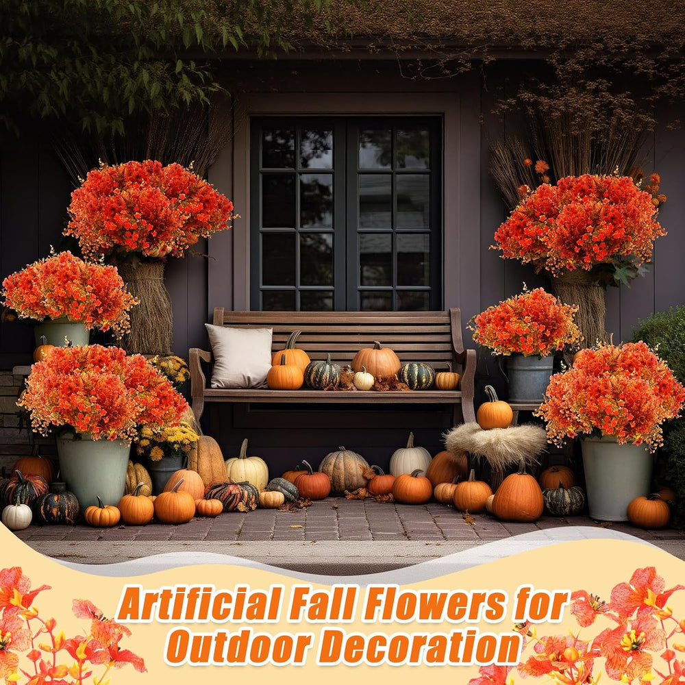 Mimorou 100 Bundle Fall Artificial Flowers Bulk for Outdoor UV Resistant