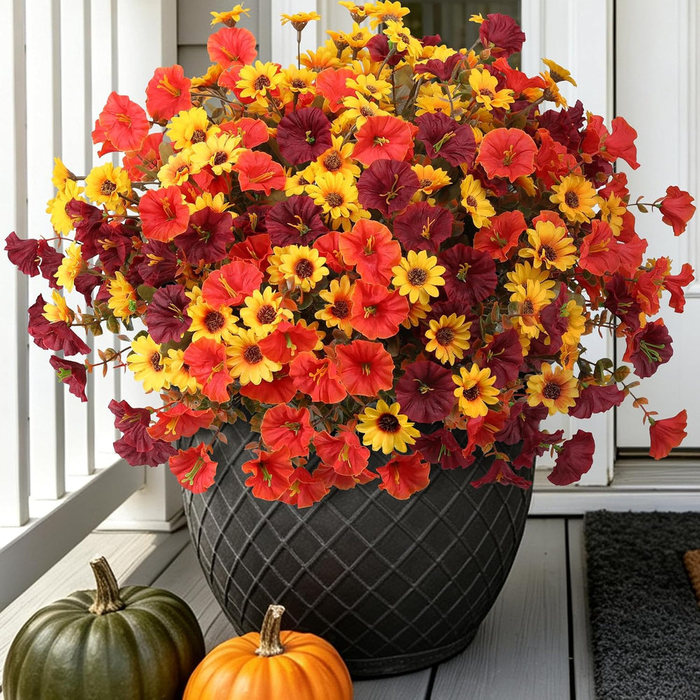 Artificial Flowers for Outdoors Faux Petunias Plants UV Resistant