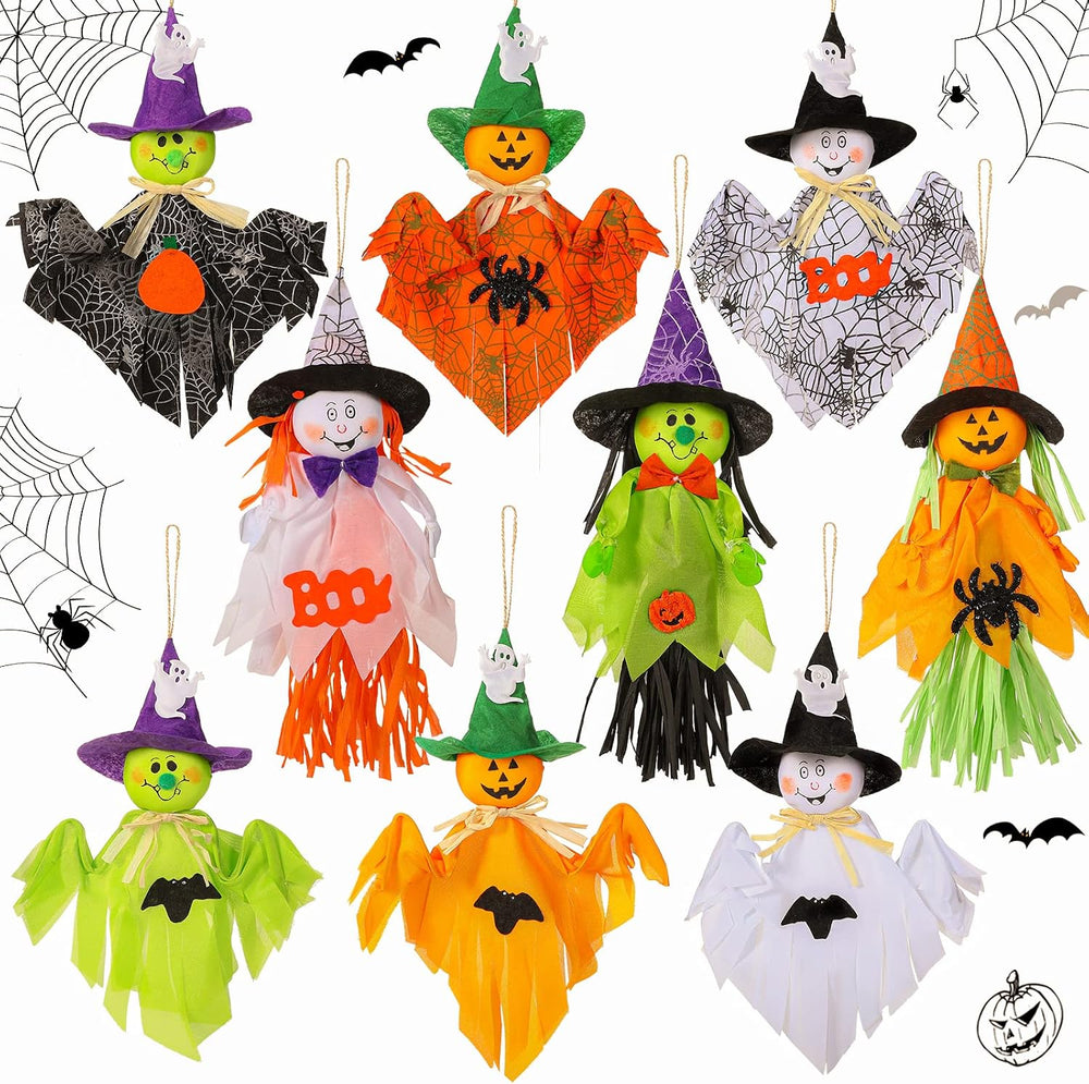 Zomiboo 9 Pack Halloween Hanging Decoration Ghost Pumpkins Tree Decor