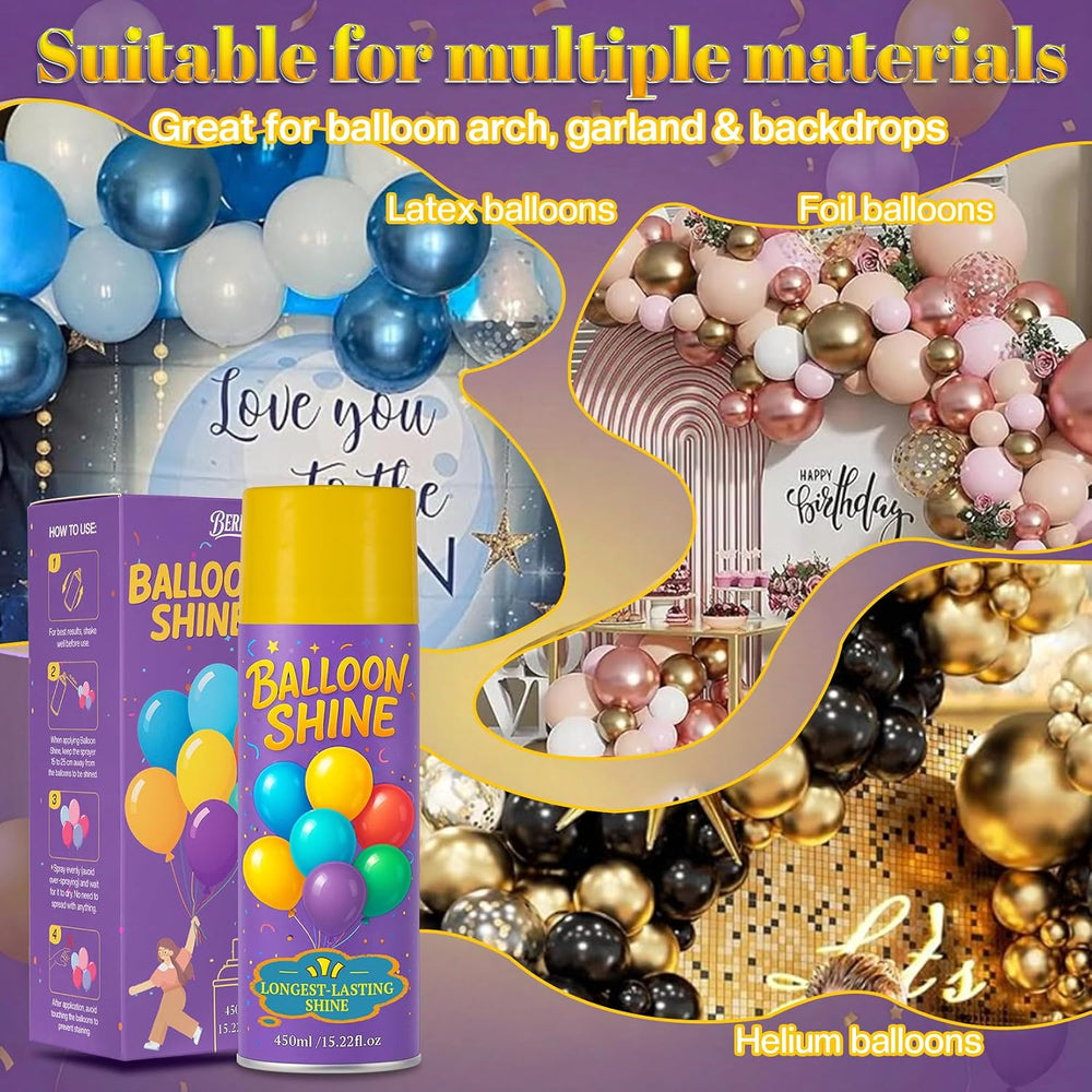 Balloon Shine Spray 15 oz : Silicone High Gloss for Party Decor 3 PACK