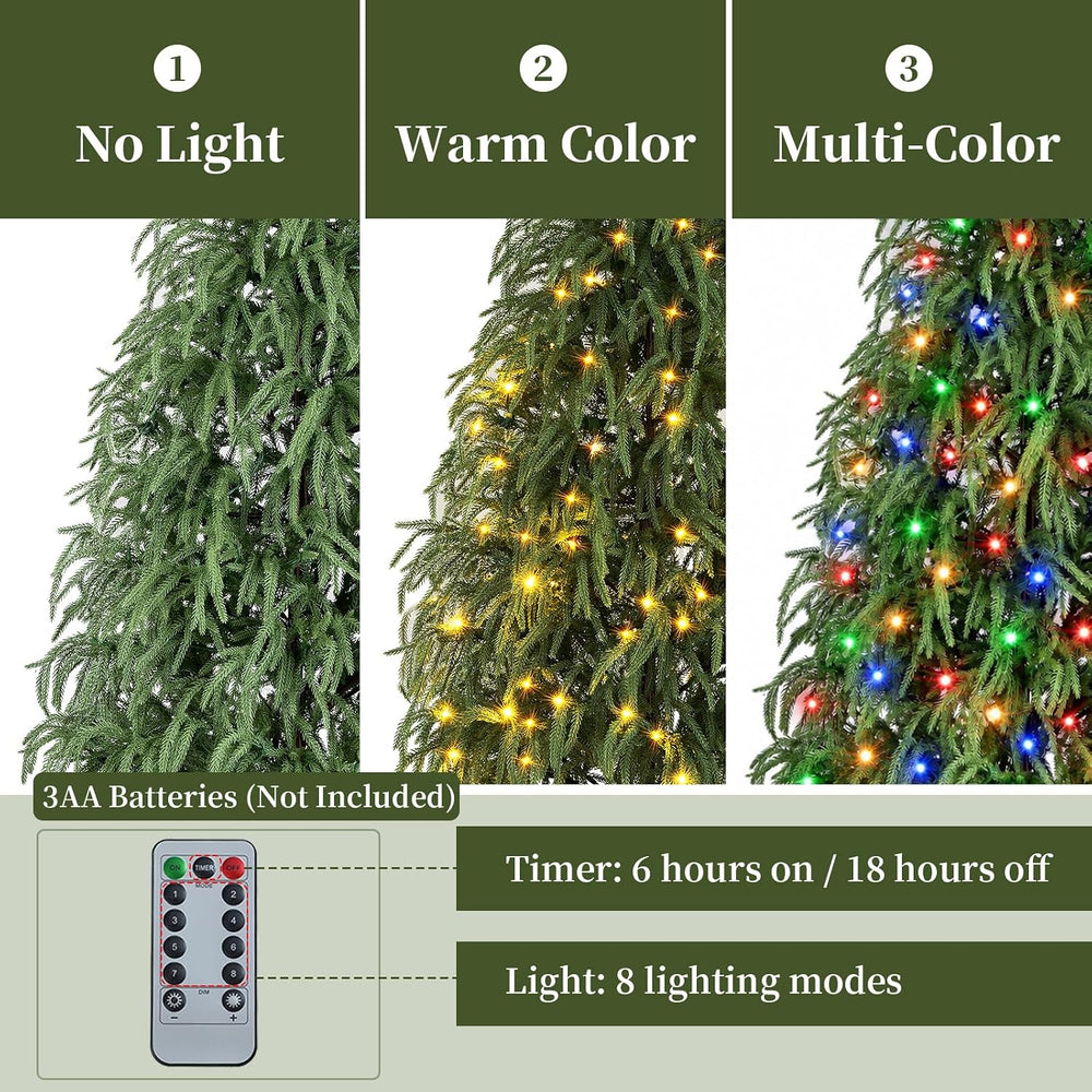 BLOSMON 5 ft Front Porch Christmas Tree, Set of 2, Prelit Norfolk Pine Tree