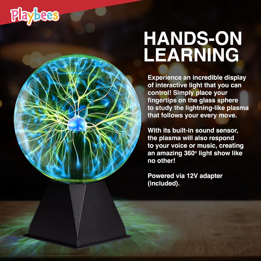 Green Plasma Ball, 7 Inch Tesla Coil Lamp for Parties, STEM & Home Decor